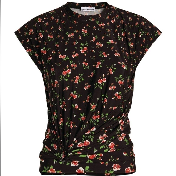 Paco Rabanne- Shortsleeve Floral Ringed Top - Picture 1 of 7